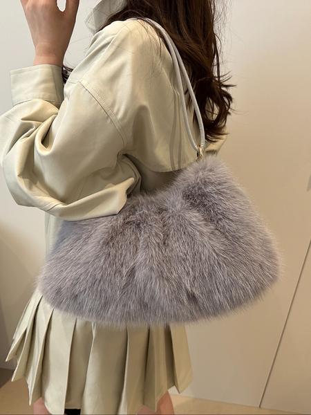 Women's Lightweight Plush Bag, Soft Handbag for University & Office Use, Perfect for Autumn Winter Seasons, Casual Daily Carryall, Elegant Shoulder Bag