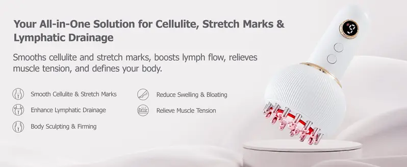 Product Introduction of Handheld Body Massager for Legs & Belly - Lymphatic Drainage & Anti Cellulite Tool with Heat, Vibration - Electric Sculpting Machine Reduces Stretch Marks + Cellulite White Detox Gift 2