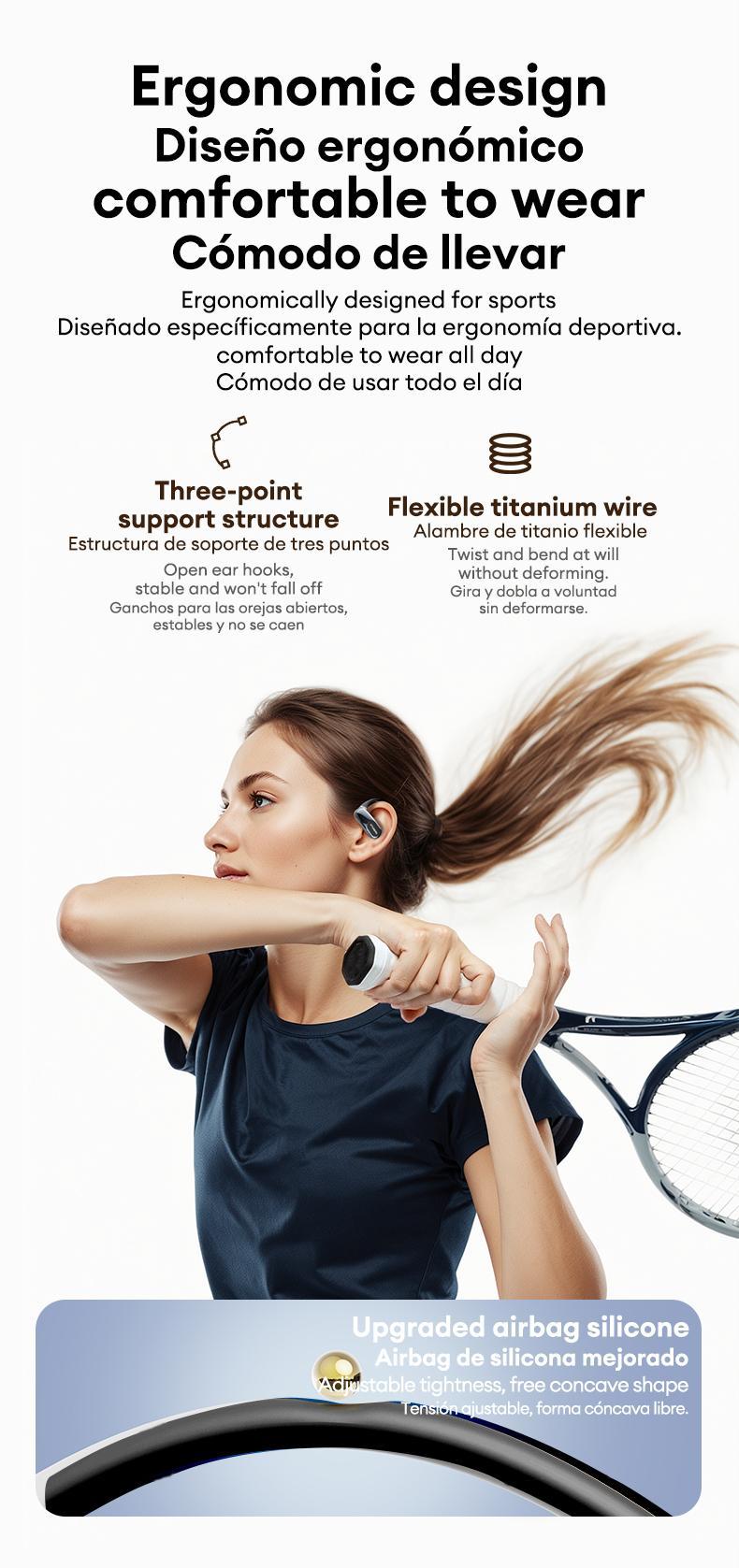 HYUNDAI OpenAir Ultra  Intelligent Earphones, Full-Color Touch Display Bluetooth Earbuds ，Dynamic Stereo Sound Earbuds with ENC Call Noise Canceling Mic