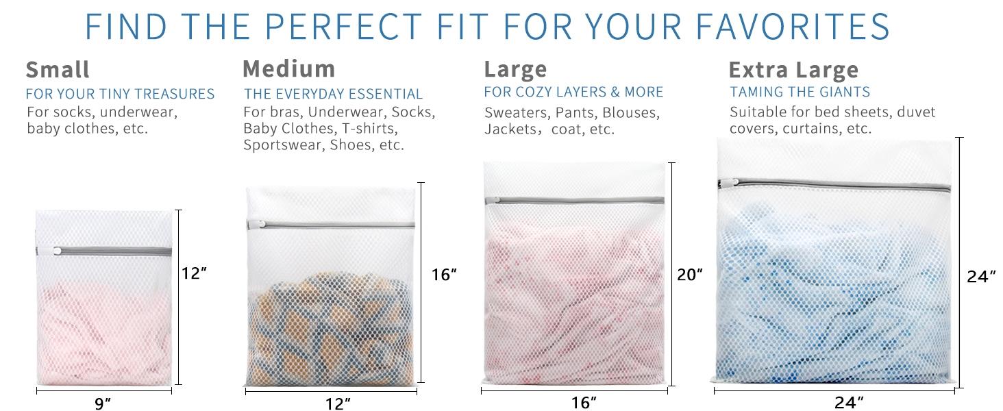 3Pcs Durable Honeycomb Mesh Laundry Bags for Delicates 12 x 16 Inches (3 Medium)