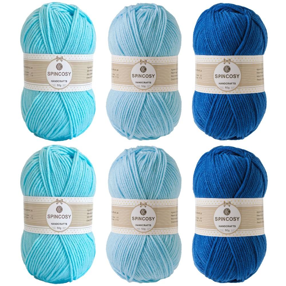 6-Pack Multicolor Acrylic Yarn, 50g Per Ball, Soft and Skin-Friendly, Ideal for Knitting Summer Clothes and Hats, DIY Gifts, Outdoor Activities