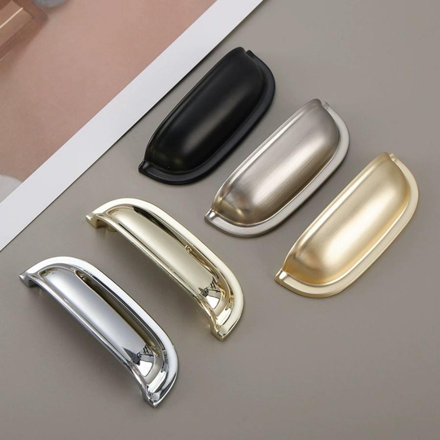 Luxury Shell Pulls Handle Solid Zinc alloy Semicircle Cabinet Handles American Wardrobe Drawer Knobs Kitchen Furniture Handles