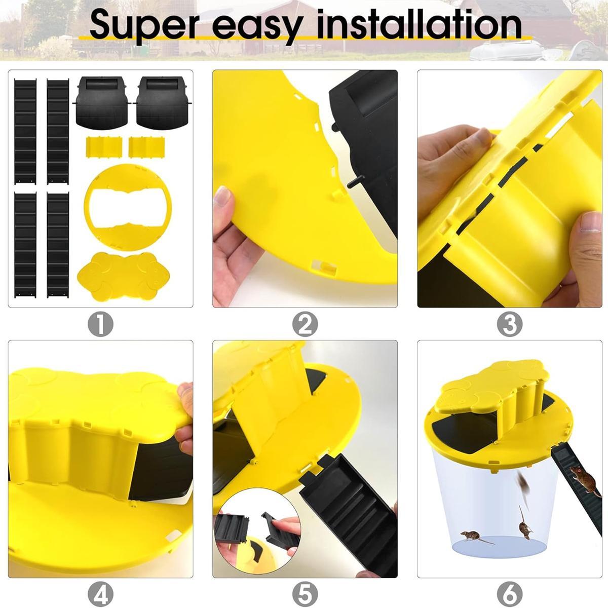 Mouse Trap Bucket - Mouse Traps Indoor for Home - Multi-Catch, Auto-Reset, Humane or Lethal Rat Trap - ABS Material -Reusable Mouse Trap,Flip N Slide Bucket Lid Mouse Trap, Mouse Traps Bucket for Indoor and Outdoor Use