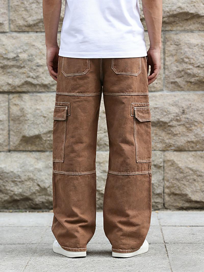 Trendy Functional Style Wide-Leg Pants, American Retro Pocket Cargo Pants for Versatile, Chic and Comfortable Casual Wear
