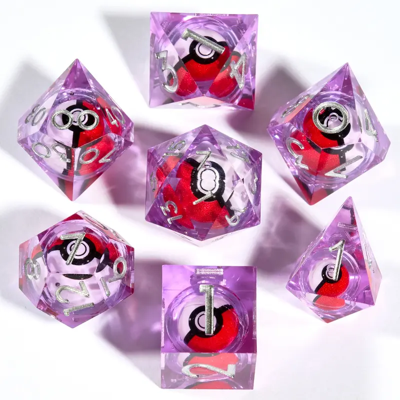 Rotating Eye Dnd Dice Set, 7 Piece Liquid Core Polyhedral Dice Game for Dungeons & Dragons Rpg, Resin Sharp Edge D&d Dice