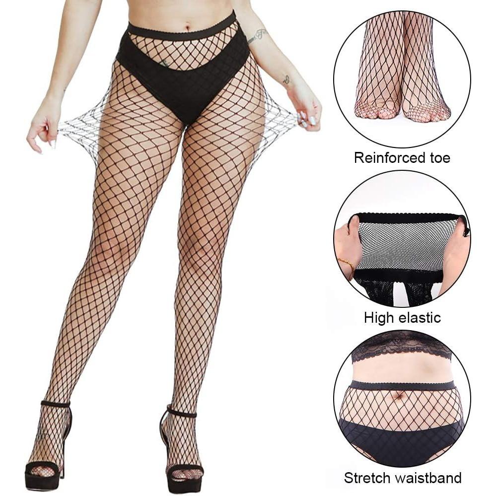 4 Pairs Women Fishnet Tights, Fishnets Net Stockings Pantyhose for Daily Wear, Cosplay, Holiday, Date, Perfect for Layering Fashion