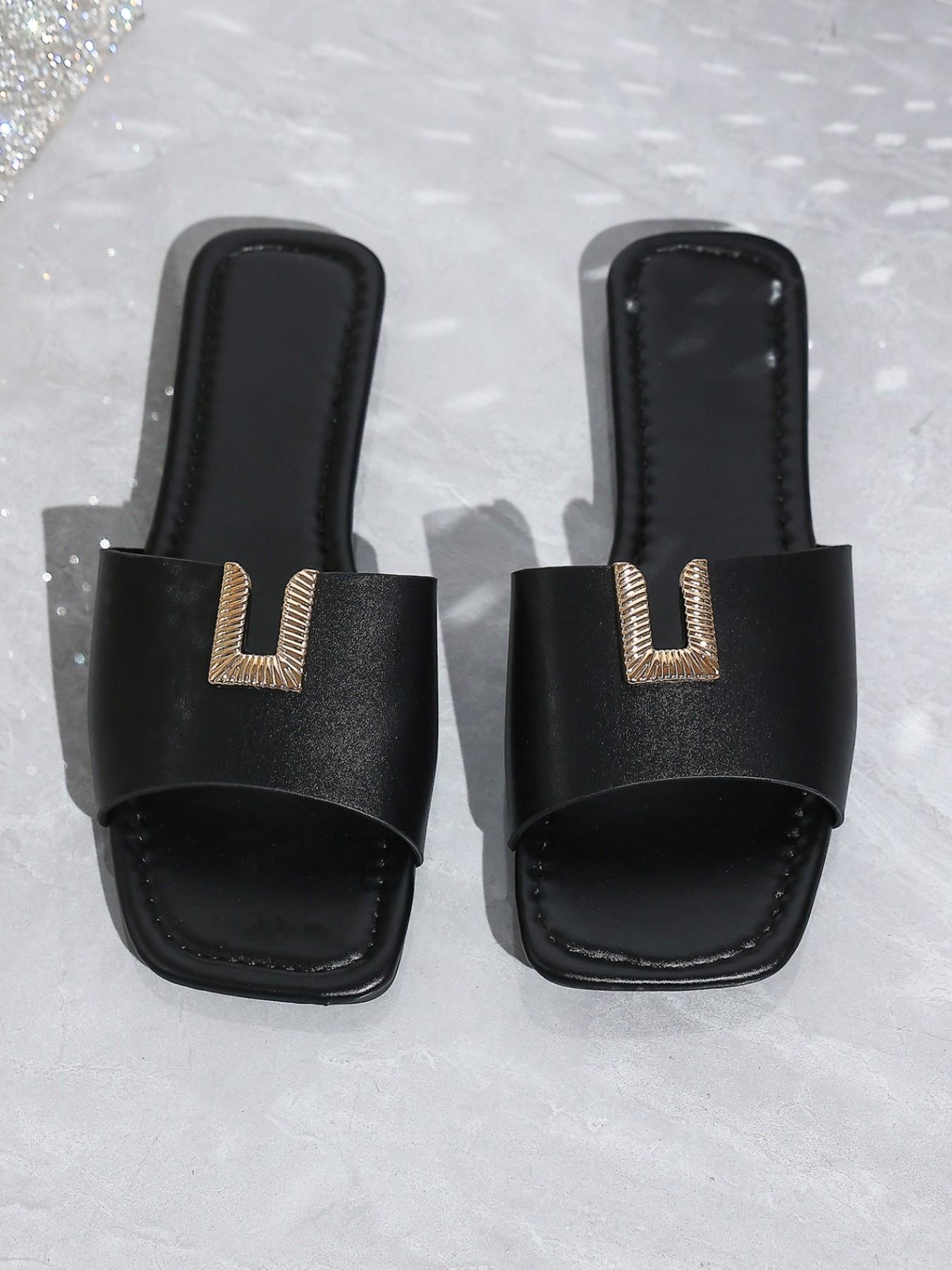 2026 Women's Flat Sandals, Summer Beach Slippers, Metal Buckle Open-Toe Casual Shoes, Comfortable and Stylish, Medium Width