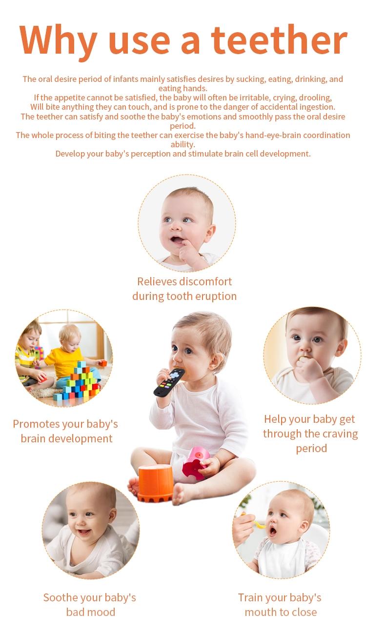 Baby Teething Toys Set of 10, TV Remote Shape, Safe Soft Chewable, Relief Toy for Infant Gums, Promotes Sensory Development