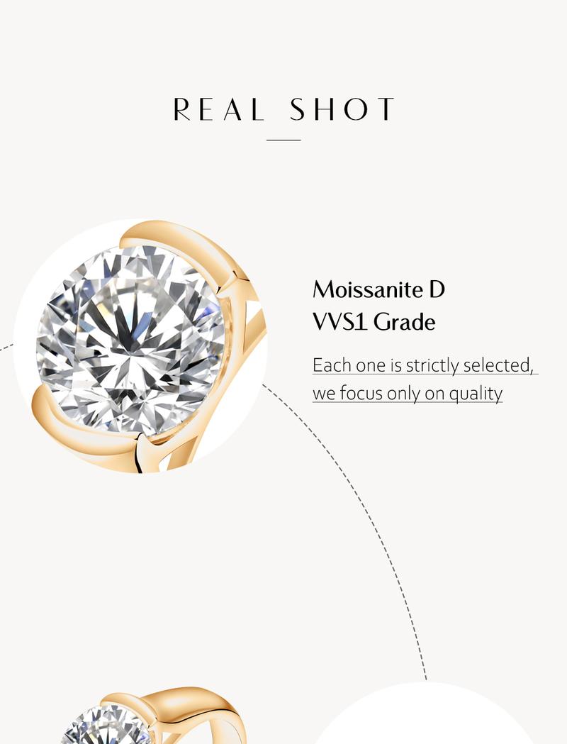 Classic Ronud Cut 3.0ct-2.0ct Synthetic Moissanite Ring for Women 925 Sterling Slver Engagement Wedding Fine Jewelry Gift R113