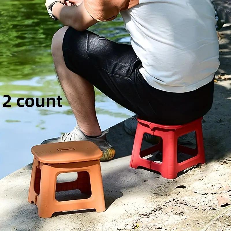 2 count Versatile Foldable Stool, Folding Stool – Contemporary Lightweight & Durable Polyurethane-Seated Chair for Home and Outdoors, Space-Saving and Easy-Clean