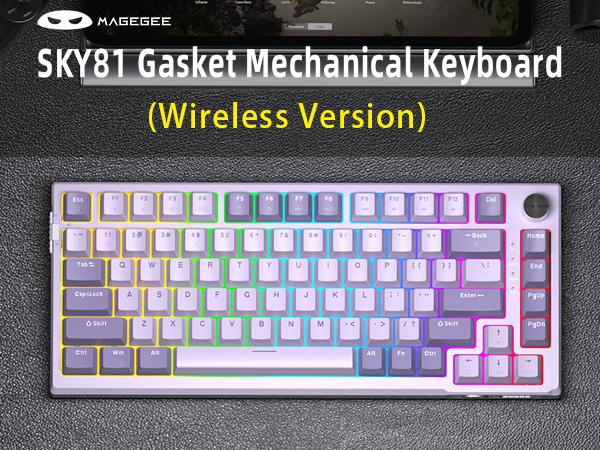 MageGee SKY81 75% Mechanical Gaming Keyboard, Gasket Hot Swappable Wired Custom Creamy Keyboard with 5-Layer Sound Dampening, Knob Control, RGB Backlit, NKRO for Win/Mac