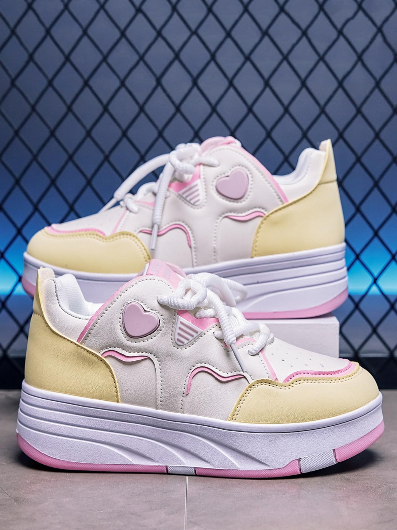 Macaron Sweetheart Roller Skates, Dual-Use Skate Shoes, Cute Heart Decor, Hidden Wheels, Comfortable Walking, All Seasons Casual Style