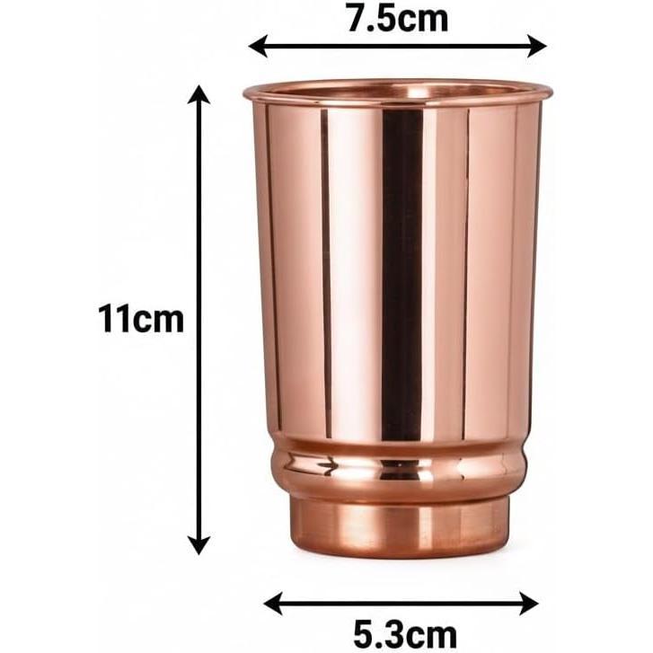 Pure Copper Cups Set of 2 - Copper Tumblers and Copper Cups for water 11.8 oz (350 mL), Ayurvedic Copper Cups for Daily Use (Plain Cup)