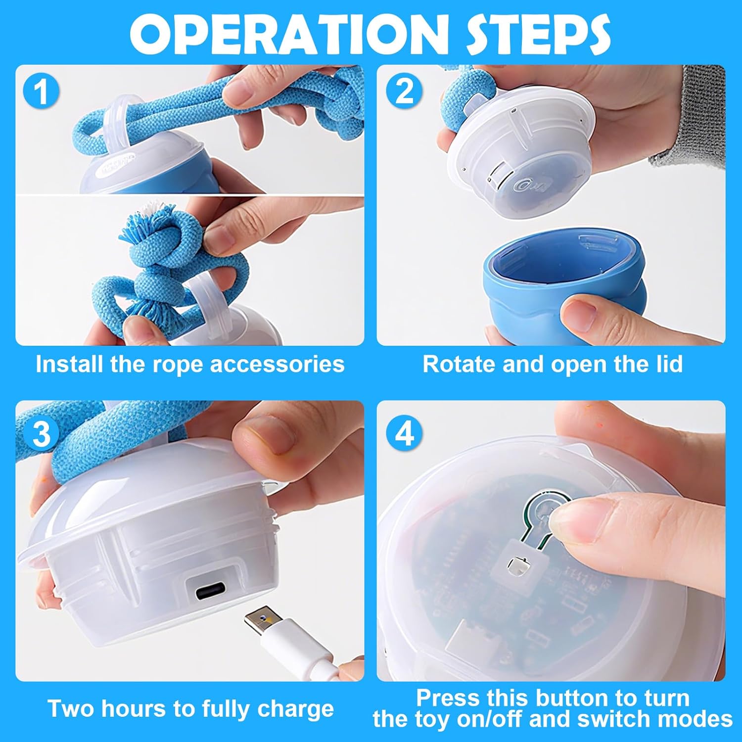 Interactive Dog Toys, Newly Upgraded Interactive Training Ball, Interactive Dog Ball for Medium/large Dogs, Automatic Moving Dogs Toy, USB Rechargeable Blue Interactive Dog Toys, Newly Upgraded Interactive Training Ball, Interactive Dog Ball for Medium/large Dogs, Automatic Moving Dogs Toy, USB Rechargeable Blue