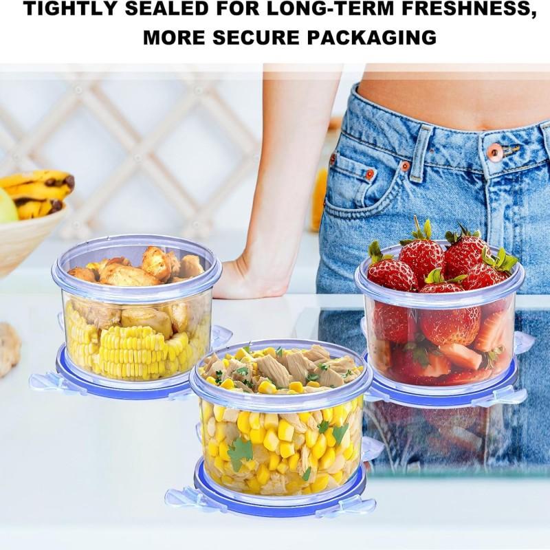 6-Pack Round Food Storage Boxes, Refrigerator-Specific Round Pastry Storage Boxes, Food Storage Containers, Simple, Clean, Hygienic, Stackable, Transparent, Leak-Proof Containers, Bento Boxes