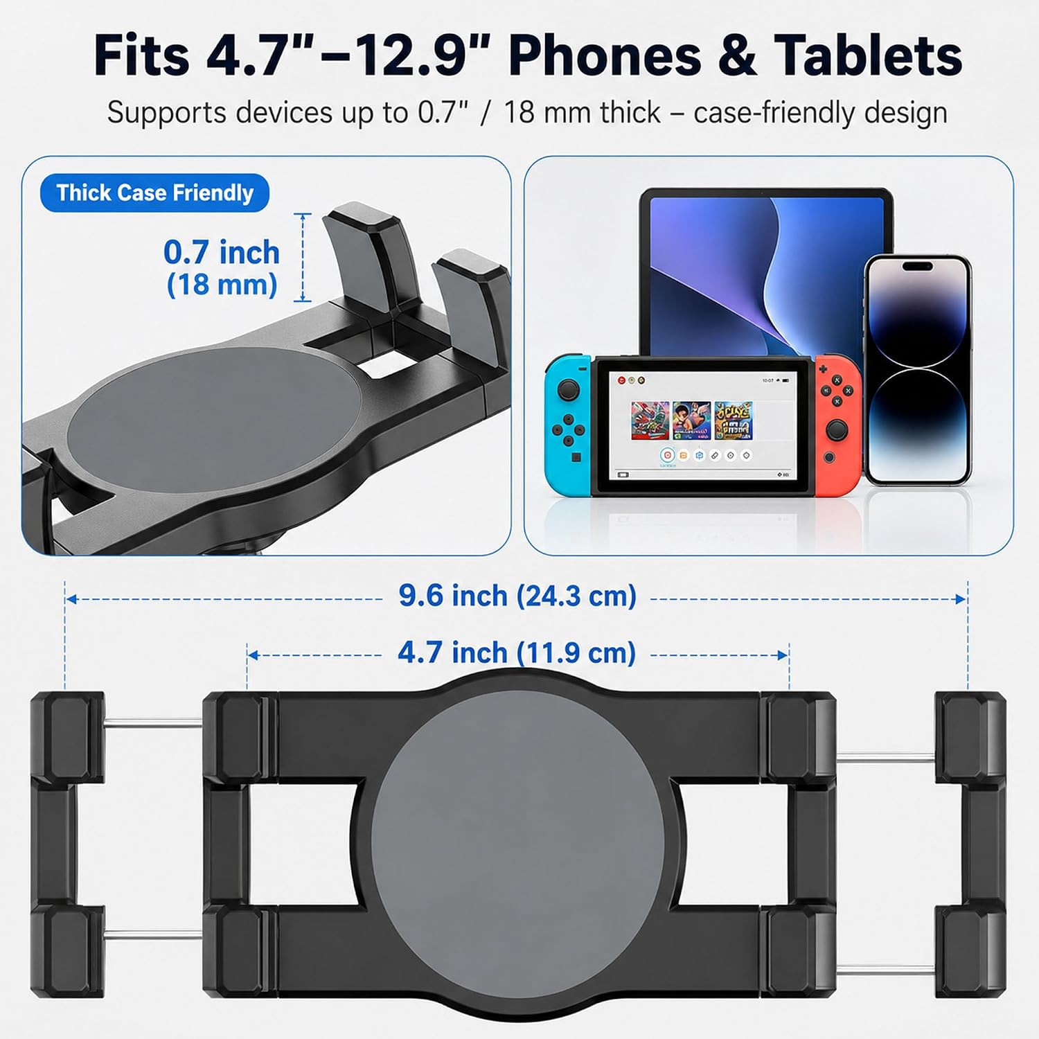 Heavy Duty Tablet Mount for  & , Drill Base iPad Mount | Tablet Holder with  Arm, Compatible with 4.7"-12.9" Tablets, iPad & Phones,  Mount for Dashboard, Walls & Boat