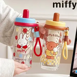 Miffy Rabbit Unisex New Cute Creative Cartoon Pattern Fashionable Personalized Large Capacity Portable Water Cup with Straw