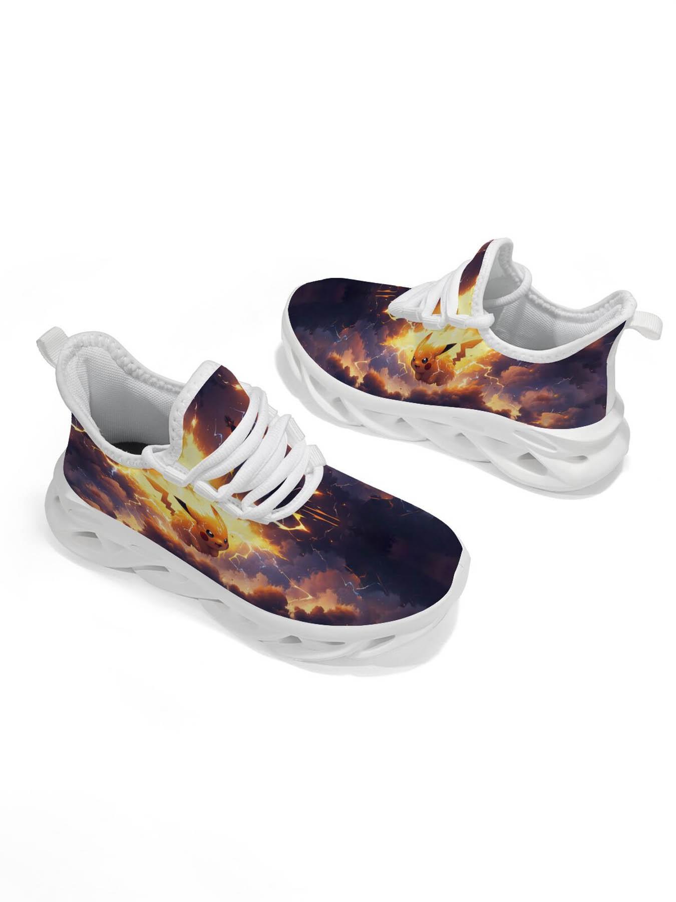 Pikachu Theme Kids' Sports Shoes, Unique Print Fashion, Vibrant Q Version Art Style, Anime Design, Casual Training Shoes for Party Scenes