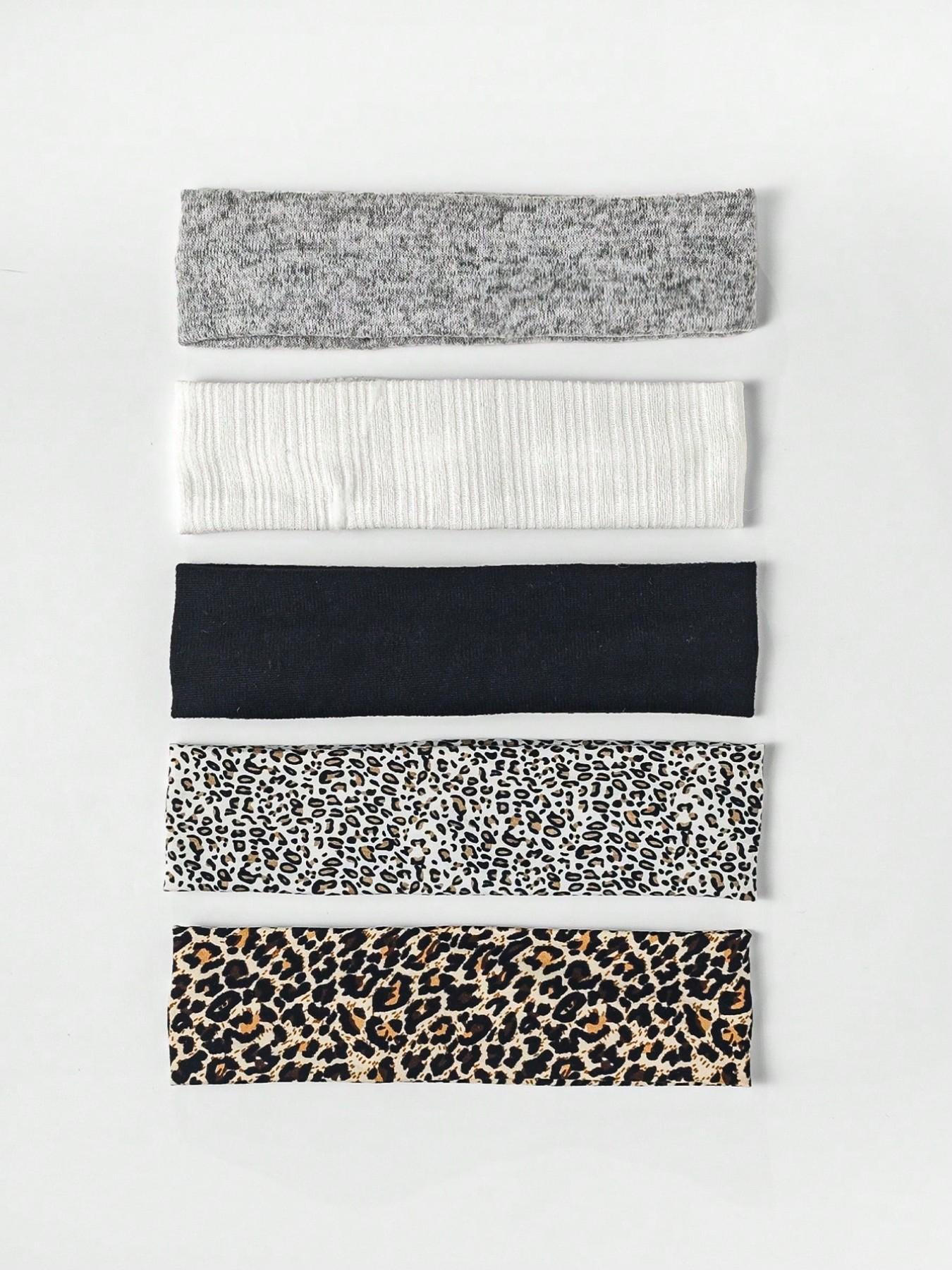 Women's Satin Leopard Print Hairband Set, Daily Wear Headscarf Sweatband, Autumn Winter Fashion Accessory, Elegant Women's Scarves, Chic Headbands