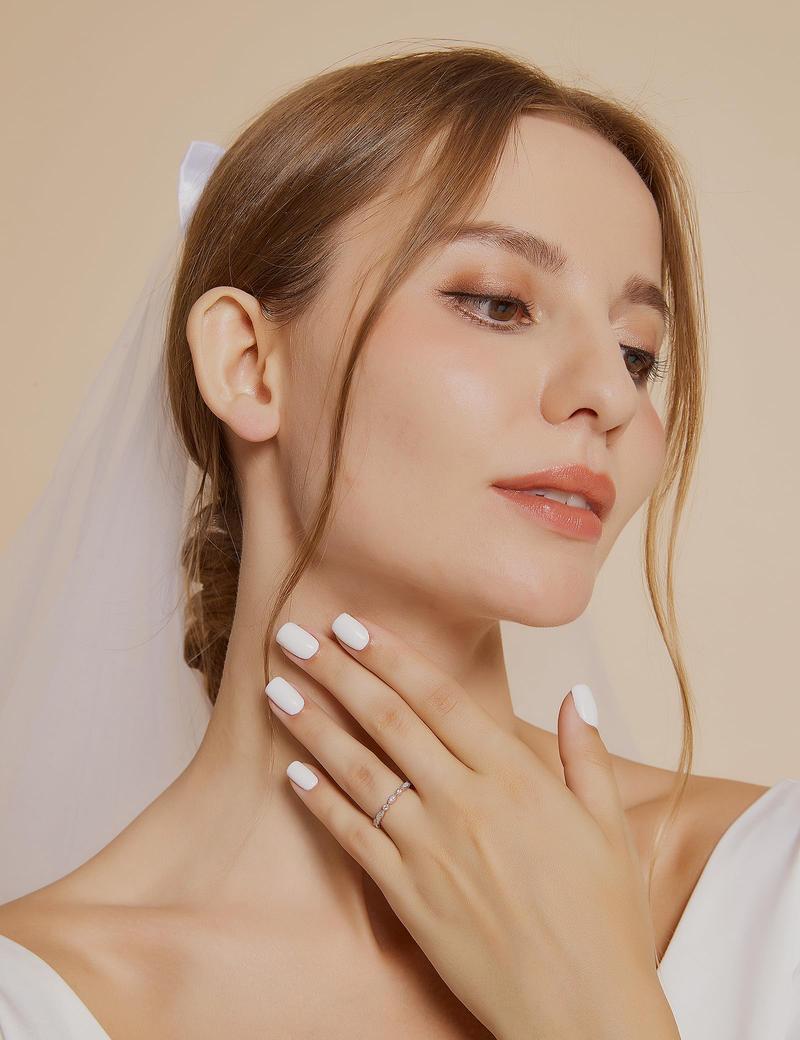 EAMTI 925 Sterling Silver Wedding Band for Women Cubic Zirconia Marquise & Round Milgrain Full Eternity Stackable Ring