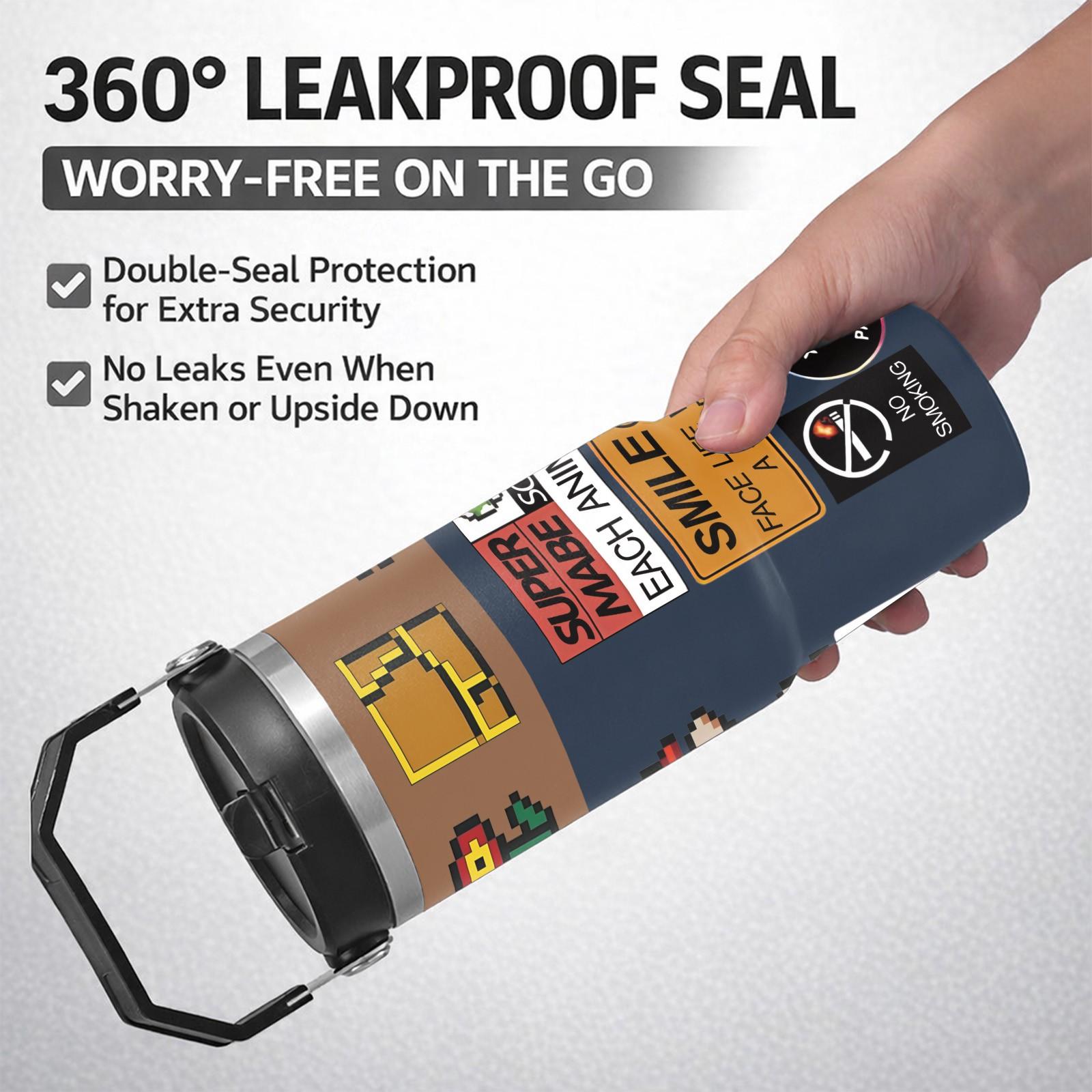 1 Pc Insulated Mug 30oz Skinny Tumbler With Handle And Lid, Double Wall Vacuum Cup, Leak Proof Thermal Mug, Keeps Hot 12 Hours Cold 24 Hours, Retro Gaming Style Travel Mug For Coffee Tea, Gift For Men Women Holiday Daily Use