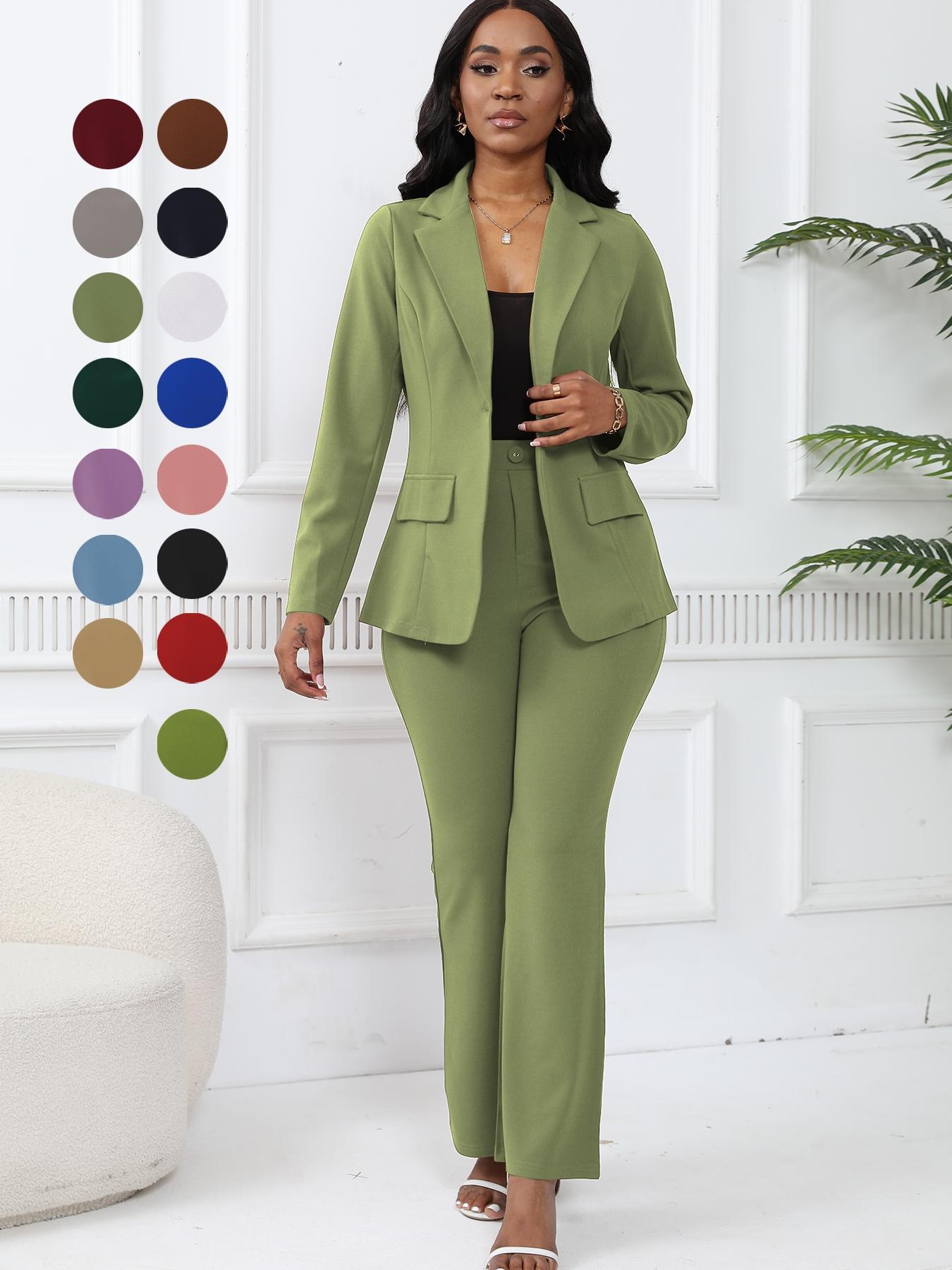 Women's Two-Piece Matching Set, Plain Button Lapel Fitted Blazer & Suit Pants, Chic Elegant Business Casual Long Sleeve Outerwear & Trousers for Daily Outdoor Wear, Women's Clothing for All Seasons, Essential Business Attire, Work Casual Blazers Women's Two-Piece Matching Set, Plain Button Lapel Fitted Blazer & Suit Pants, Chic Elegant Business Casual Long Sleeve Outerwear & Trousers for Daily Outdoor Wear, Women's Clothing for All Seasons, Essential Business Attire, Work Casual Blazers