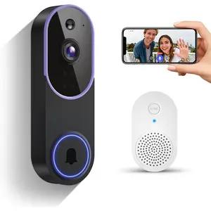 Smart 1080p Video Doorbell Camera with Doorbell Receiver, Live View, AI Human Detection, 2-Way Audio, Night Vision, Cloud Storage (Sold Separately), 2.4G WiFi, Hidden Security