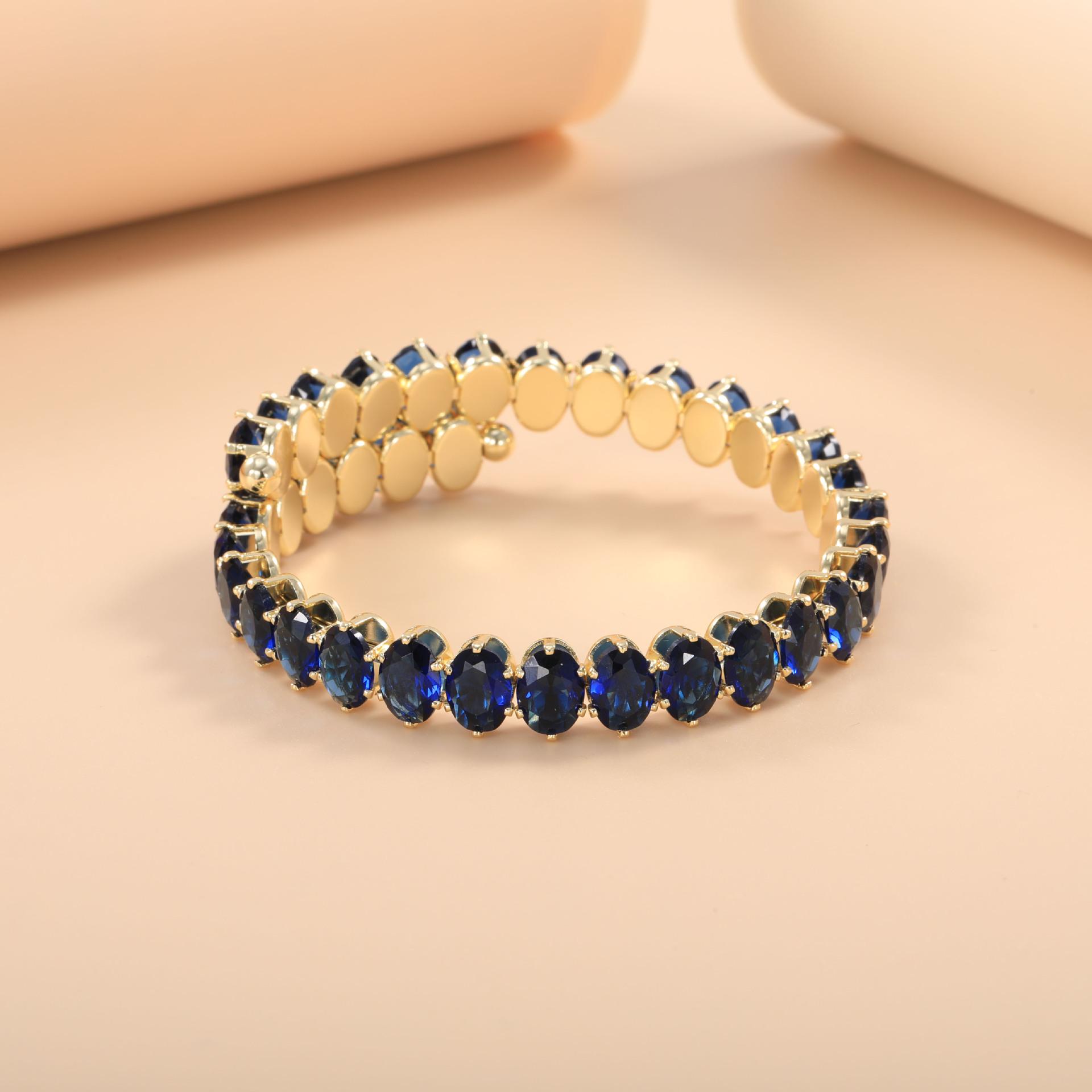 Fashion Copper Alloy Open Cuff Bangle for Women, Luxury Adjustable Iced Out CZ Stretch Bracelet, Elegant High-End Jewelry, Perfect Birthday & Holiday Gift