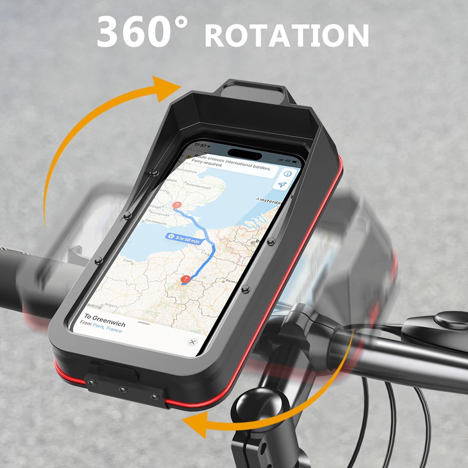 Shock-Absorbing Universal Bike Phone Mount - Rotatable, Waterproof, Anti-Rattle Holder for Cycling & Motorcycling, Fits Electric Scooters & Bicycles, Black with Red Accents, Secure & Easy Access to Your Phone, Secure Phone Mount | Sleek Phone Holder