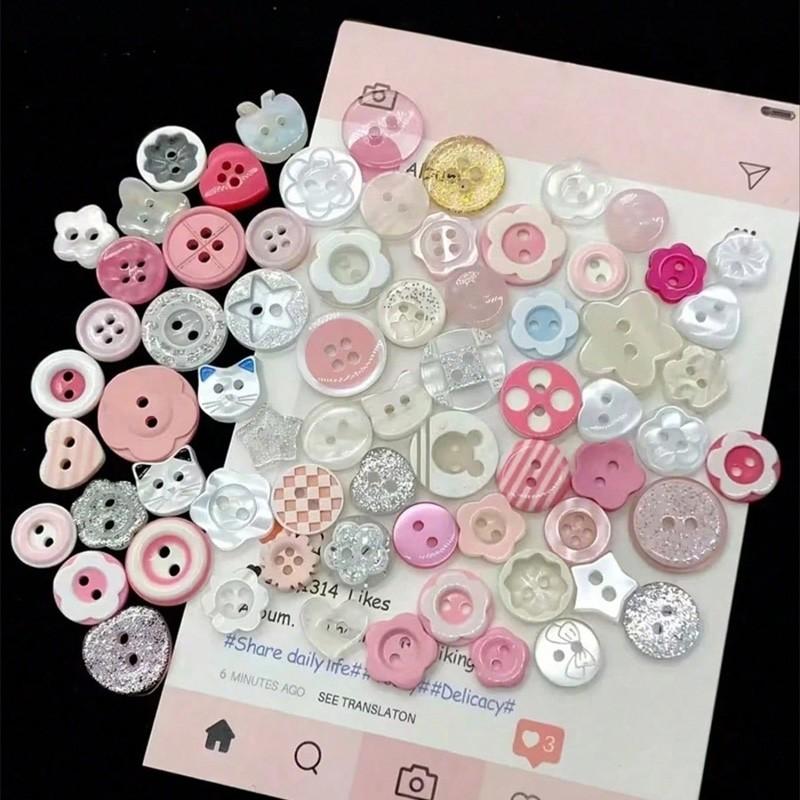 Colorful Plastic Buttons, Handmade Decorative Buttons, Sewing Accessories, Flat Embroidery Craft Buttons, Fashion Clothing Parts, DIY Projects