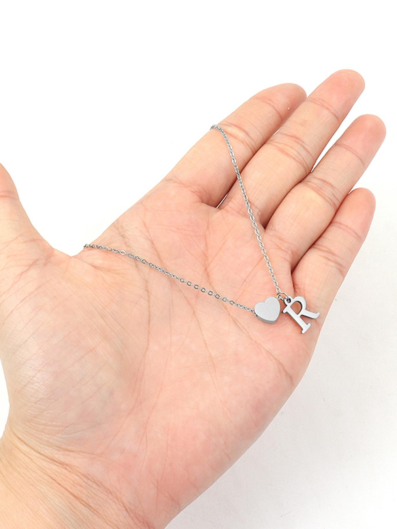 Letter & Heart Charm Necklace for Women, Classic Jewelry for Girls Gift, Fashion Jewelry for Party, Daily Clothing Decor, Exquisite Chain Jewelry for Gift