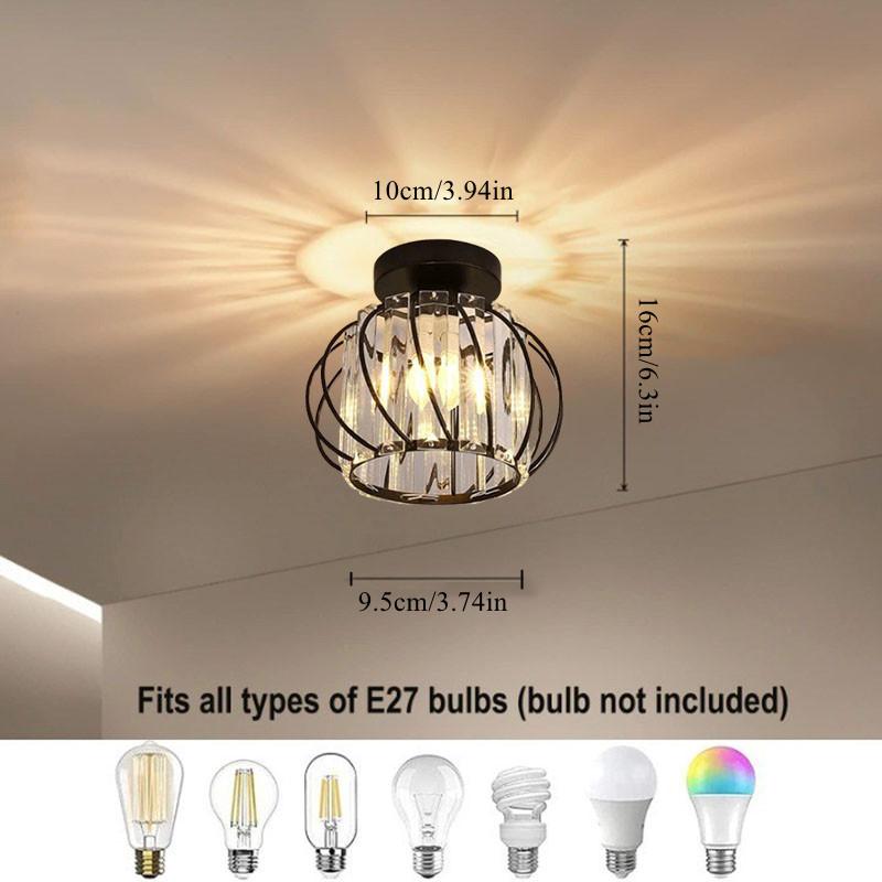 /gold Corridor Light, Nordic Modern Minimalist Entryway Balcony Lamp, Trendy Luxury Crystal Ceiling Light, No LED Bulb Included