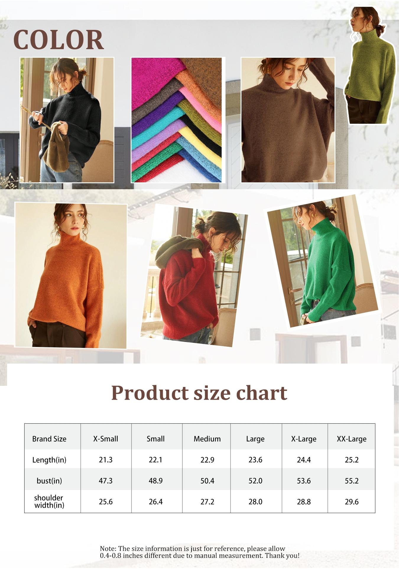 Autumn Winter Women's Sweater, High Neck Loose Casual French Style Knitwear, Elegant Simple Solid Color Pullover, Long Sleeve Knit Top