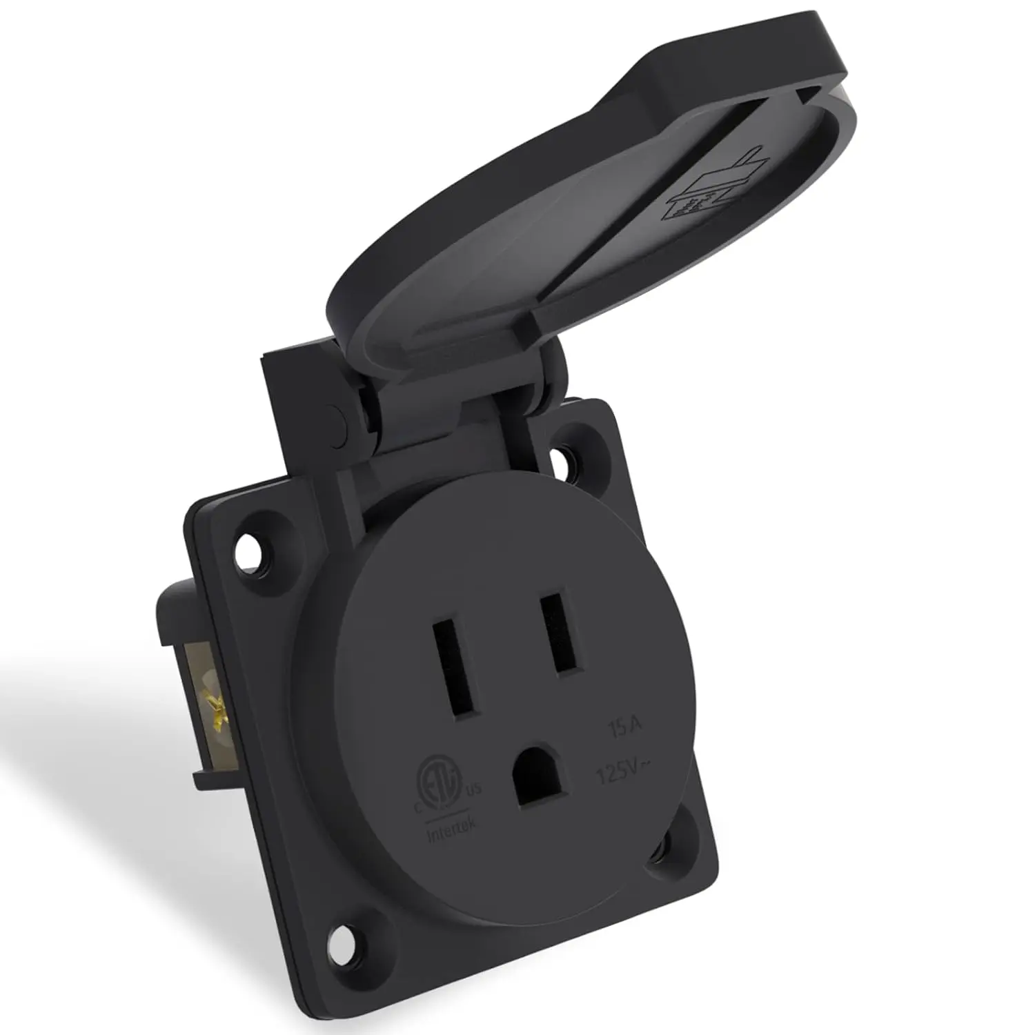15Amp Power Outlet Receptacle NEMA 5-15R with Cover,125Volt 2 Pole 3Wire ,Weatherproof,  and  Proof Power Outlet for Outdoor Use,ETL Listed.