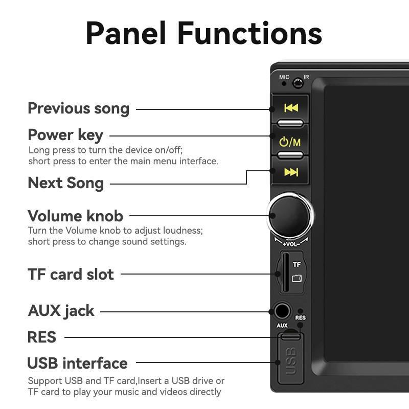 7 Inch 1 DIN Car Display with Wired Carplay Android Auto Bluetooth-compatible 5.0 Mirror Link, Supports Rear Camera USB TF Aux Fm 12V Adapter Radio, Car Video Player. 7 Inch 1 DIN Car Display with Wired Carplay Android Auto Bluetooth-compatible 5.0 Mirror Link, Supports Rear Camera USB TF Aux Fm 12V Adapter Radio, Car Video Player.