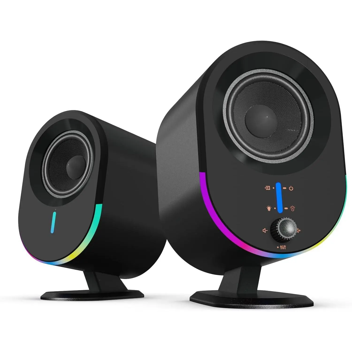 Computer Speakers, LITTOAK Bluetooth PC Speakers, AC Powered Gaming Speaker with 3 EQ Modes, Stereo Speakers with 6 RGB Modes, Aux in, Headphone, USB port Speaker for Laptop/Desktop/TV, 2*15W, 2.0 CH