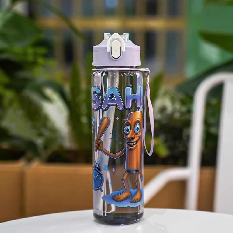 Transparent with Straw, 750ML/26oz Sports Design Leakproof Water Bottle, Portable & Leak-Proof, Ideal for Running, Cycling, Hiking, Gifts