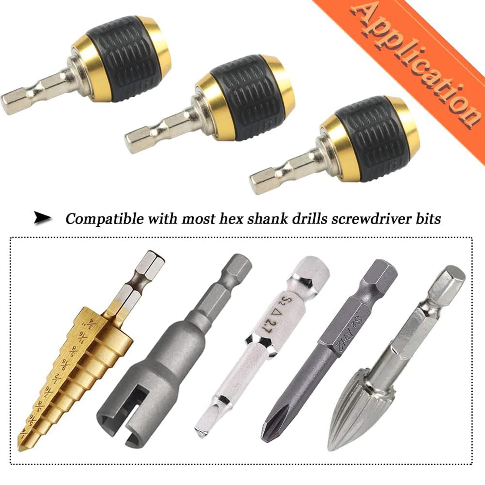 1/4-inch hex shank extension screwdriver and drill bit chuck set, quick-release drill bit chuck, self-locking drill bit chuck, quick-release chuck adapter connector, suitable for electric drill tools.