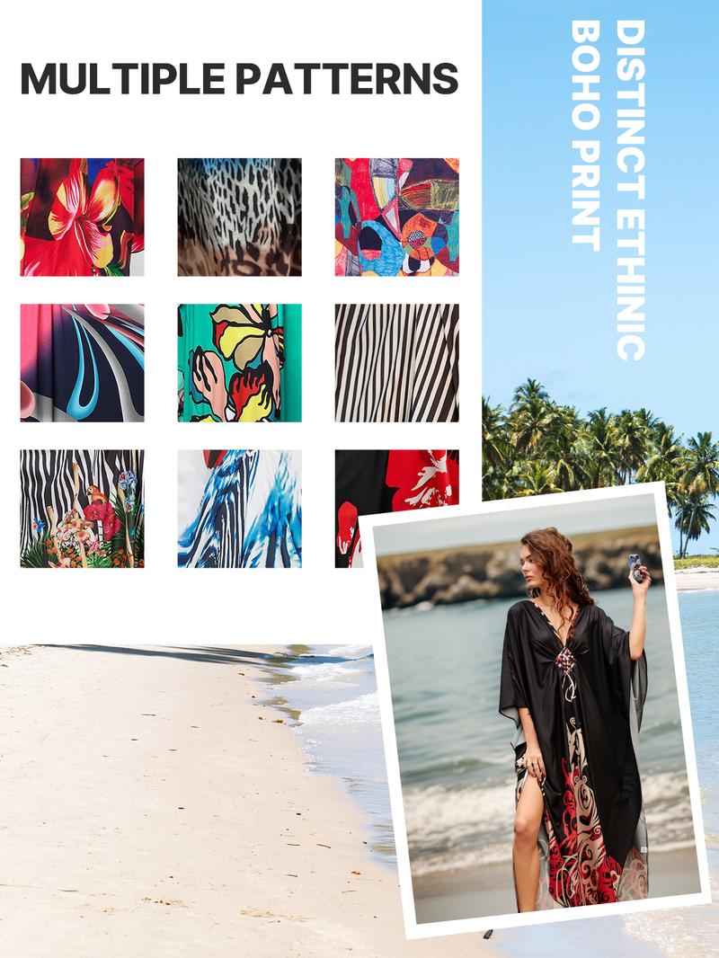 Bsubseach Women Ethnic Print Kaftan  Dress Plus Size Swimsuit Cover Up,Mrs. Roper Kaftan ，Swimsuit，bubu，mumu，Casual Womenswear Boho Caftan Baggy