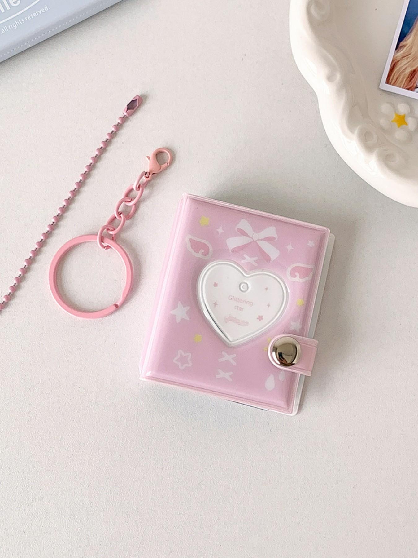 Mini 2 Inch Photo Album Keychain Holder, Holds 32 Photos, Heart Design, Perfect for Friends and Girls, Ideal Gift for Besties