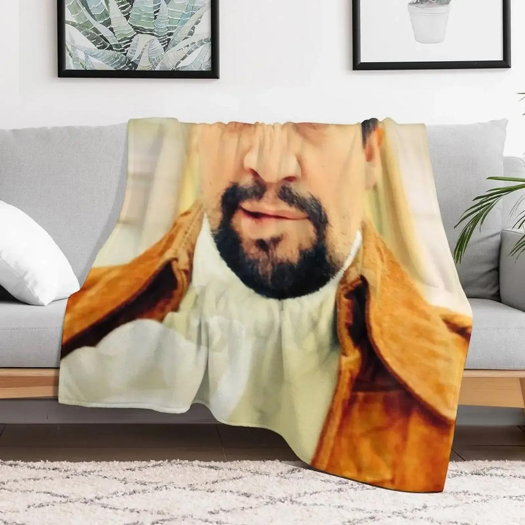 Lin-Manuel Miranda Biting Lip Meme Soft Flannel Blanket, Funny Actor Photo Throw for Musical Fans and Meme Rooms, Lin Manuel Portrait Collage Blanket, Biting Lip Photo Blanket, Celebrity Meme Fan Throw for Bedroom Couch Decor