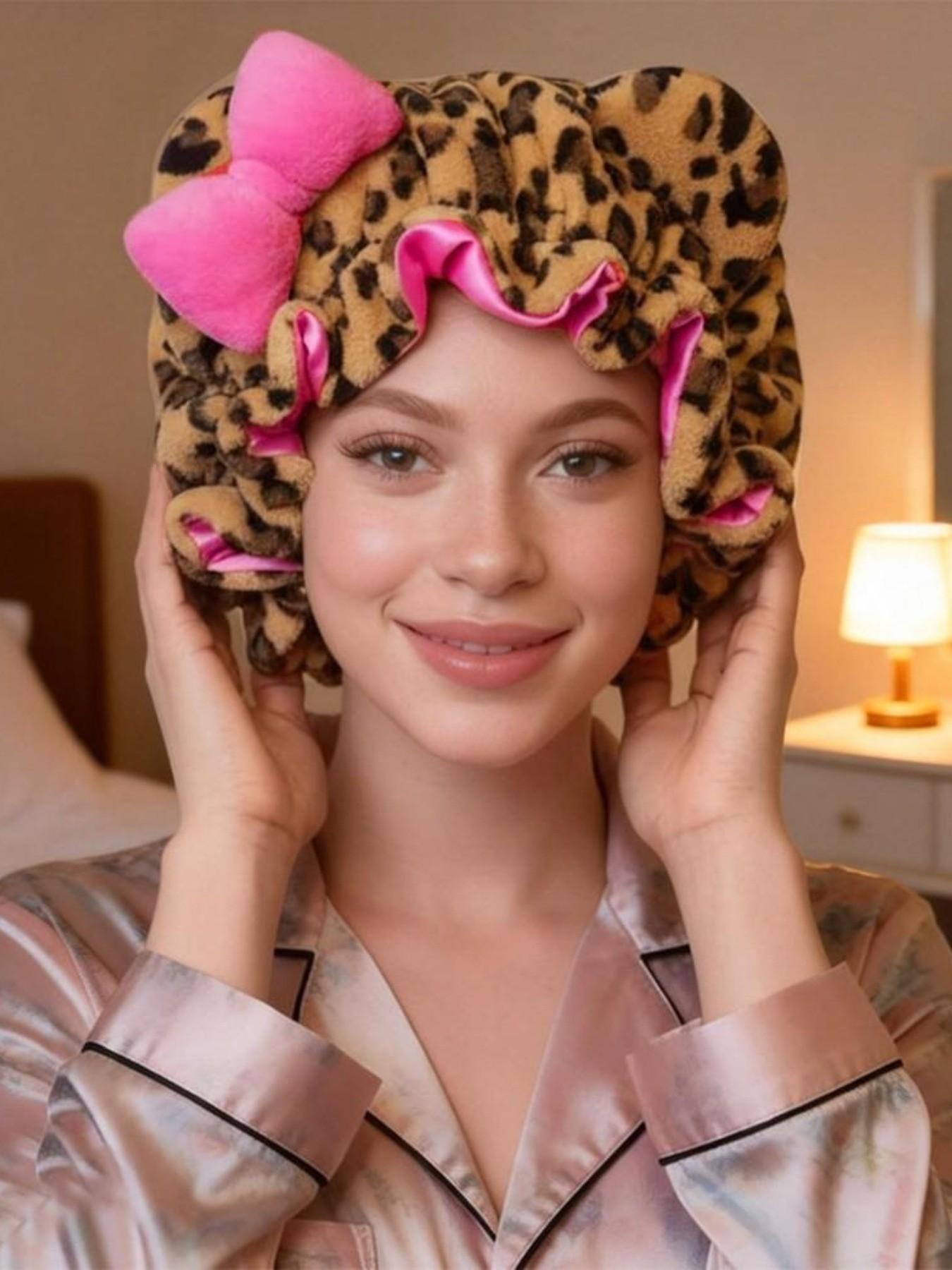 1PC Women' Teddy Bear Bonnet Adjustable Plush 3d bonnets, Plush Teddy Satin-lined Bonnets，Breathable Sleep Bonnet for New Year Parties, Holiday & Winter Events， - Cute Hair Care Cap for Themed Events & Casual Attire