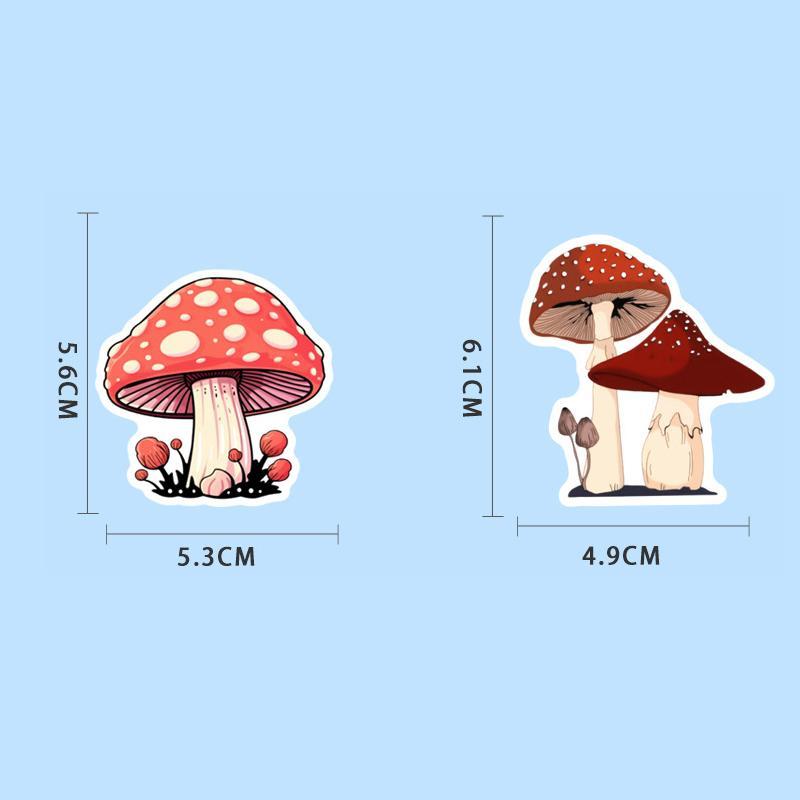 50Pcs Kawaii Mushroom Stickers Aesthetic Mushroom DIY Sticker Scrapbooking Phone Luggage Skateboard Waterproof Decals