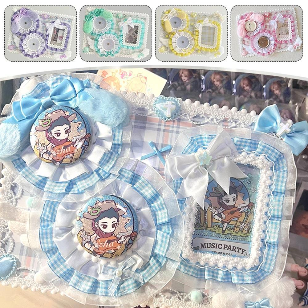 Itabag Anime Badge Holder Set Decor Kawaii Candy Fluffy Bunny Ribbon Lace Ita Bag Insert Board Badge Display Board Accessories