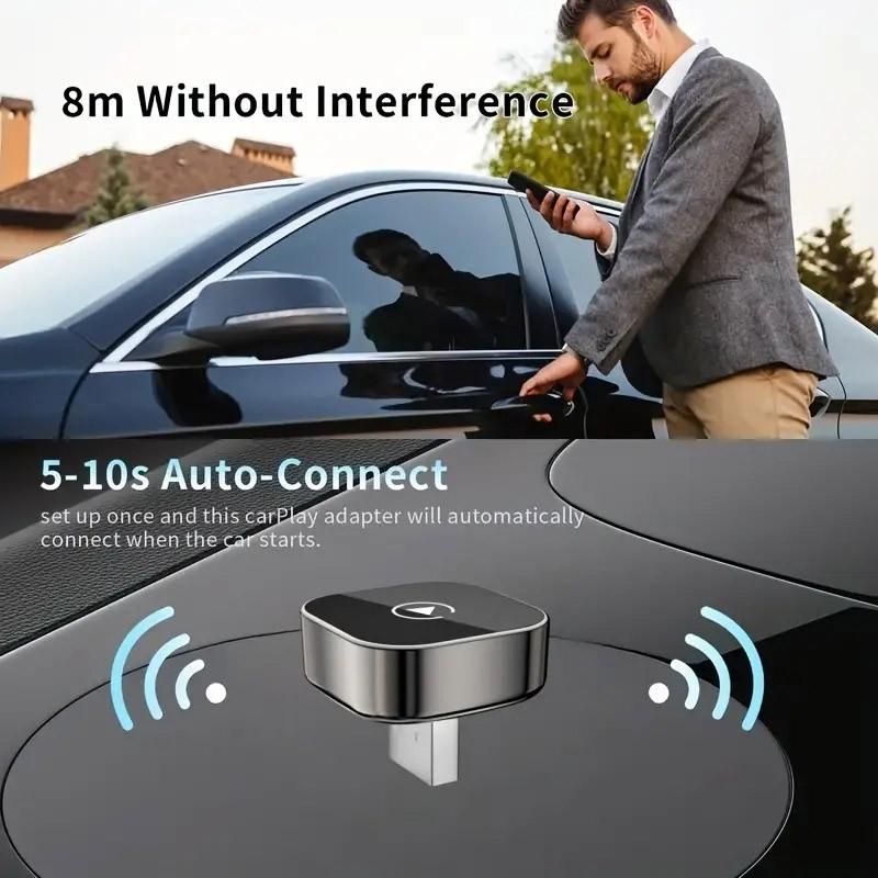 2026 Upgraded Wireless Carplay Adapter, Portable In-Car Display, 2-In-1 Wireless Carplay & Android Auto, Mini USB Design, Plug & Play