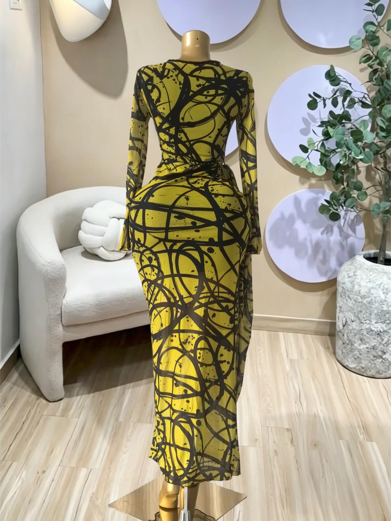 PULKRITU Elegant Women's Striped Pleated Long Sleeve Bodycon Maxi Prom Dress, Fashion Birthday Party Outfit Evening Gown, Perfect for Special Occasions,Lady Casual Dress,Female Brunch Dresses,Graduation Dress,