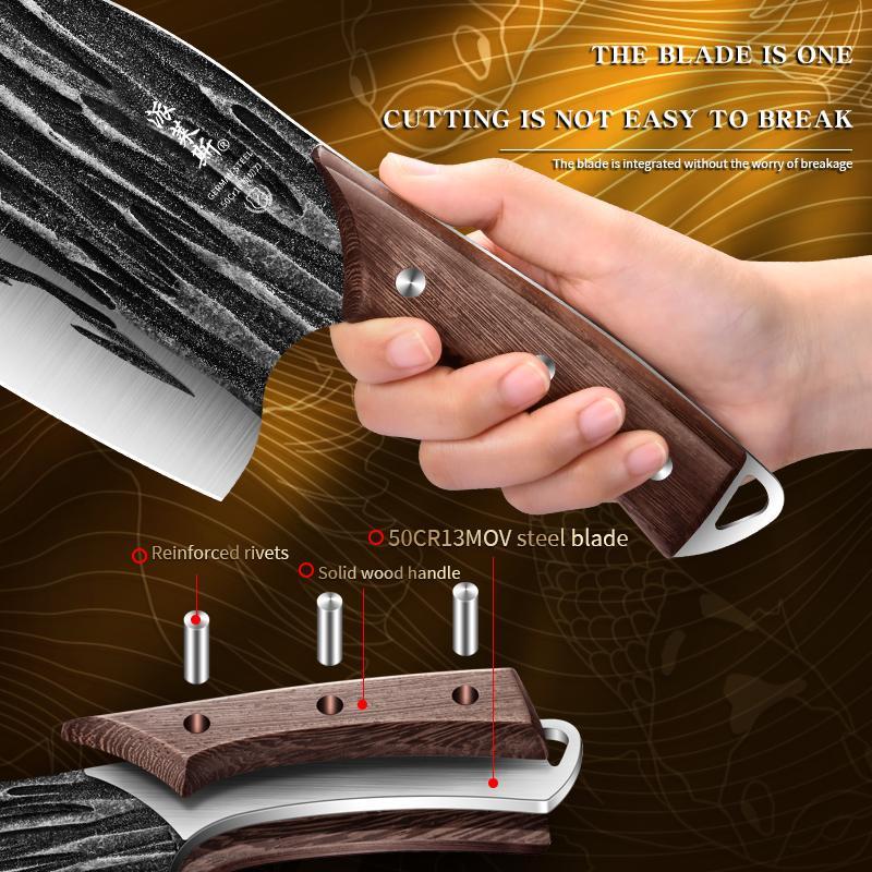 2025 New Kitchen Special Stainless Steel Kitchen Knife, High Hardness Hand Forged Bone Chopping and Meat Slicing Knife for Home Cooking