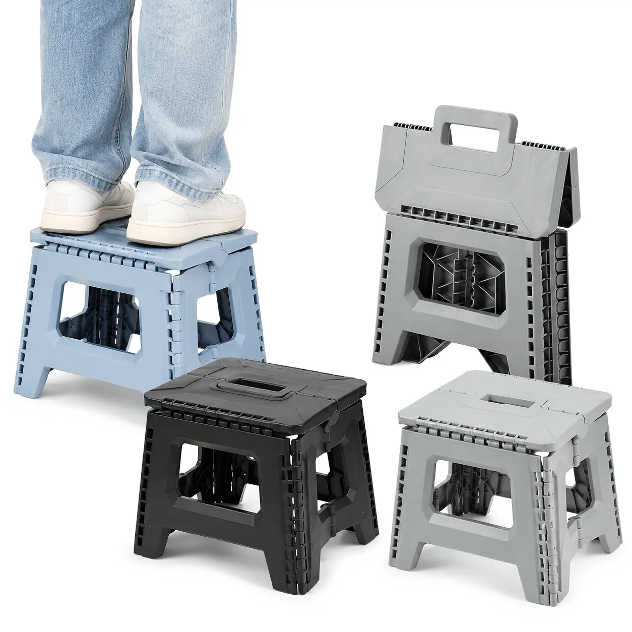 330-pound Capacity Heavy-Duty Thickened Portable Folding Stool - Multi-Color 1 Square Plastic Folding Stool, Suitable for Indoor, Parties, Picnics, and Fishing |   Durable PP