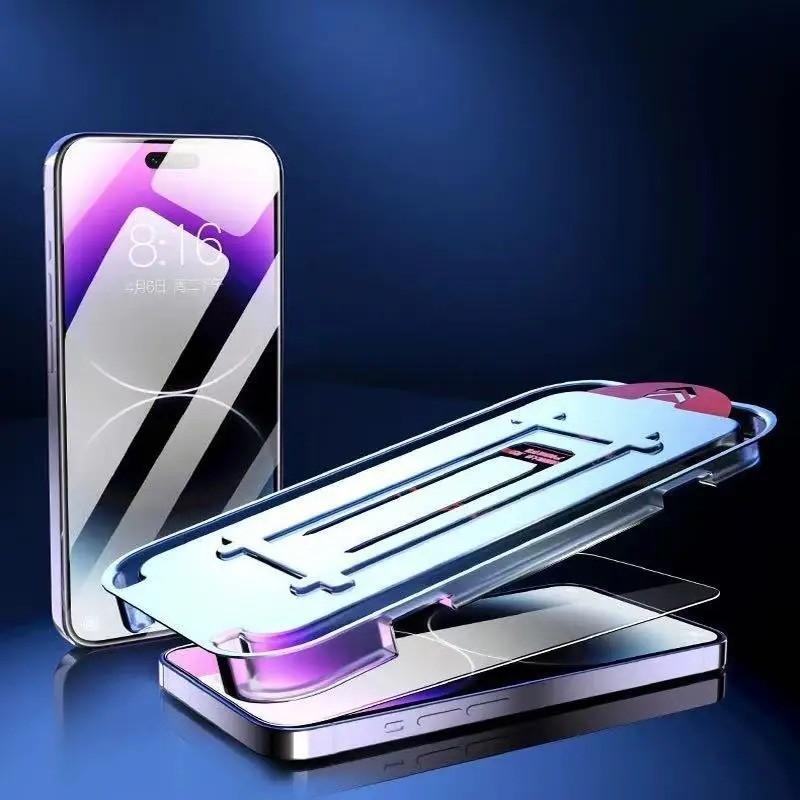 2-Pack Anti-Blue Light Tempered Glass Screen Protector for iPhone 17 16 15 14 13 12 11 Pro Max, Full Coverage, 9h Hardness, Bubble-Free