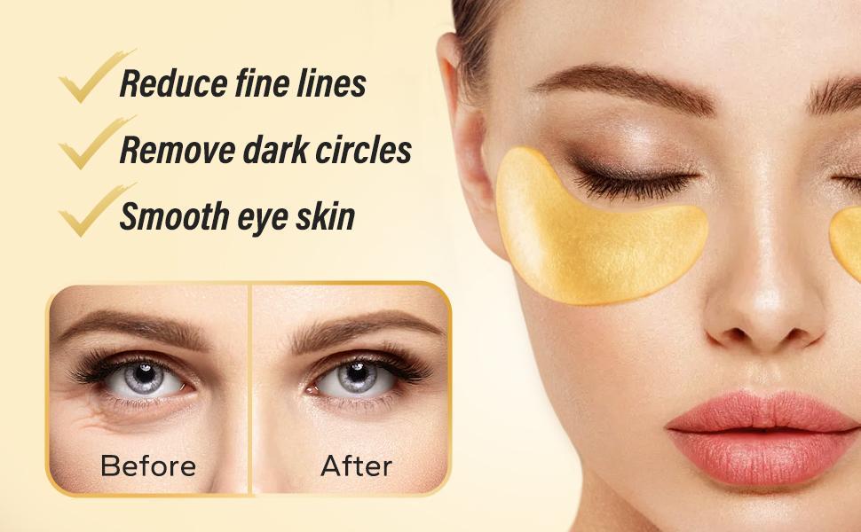 Maskiss 24k Gold Eye Mask,50pairs Gold Collagen Eye Mask For Dark Circles And Puffiness,Comfortable Under-Eye Wrinkle Care